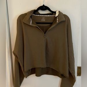 Aerie cropped 3 quarter zip sweater